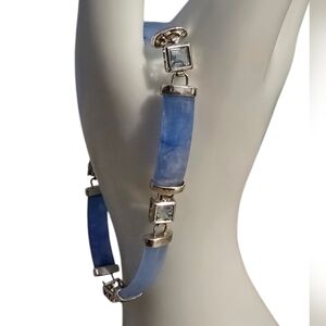 Jade and Blue Topaz Silver-toned Bracelet